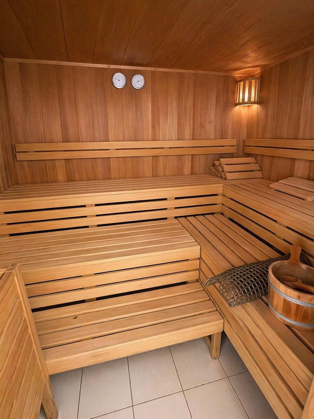 Finnische Sauna mit Aufgusseimer